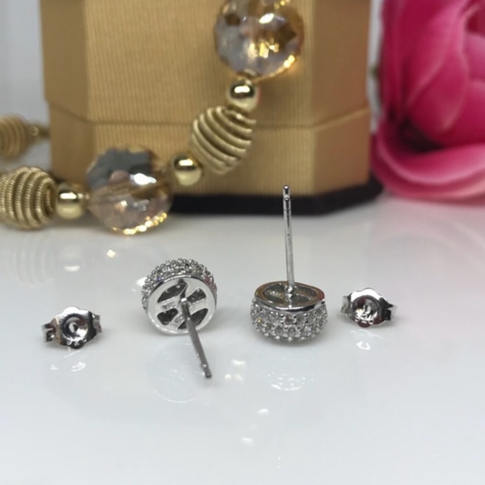 Domed micro Paved diamond earrings
